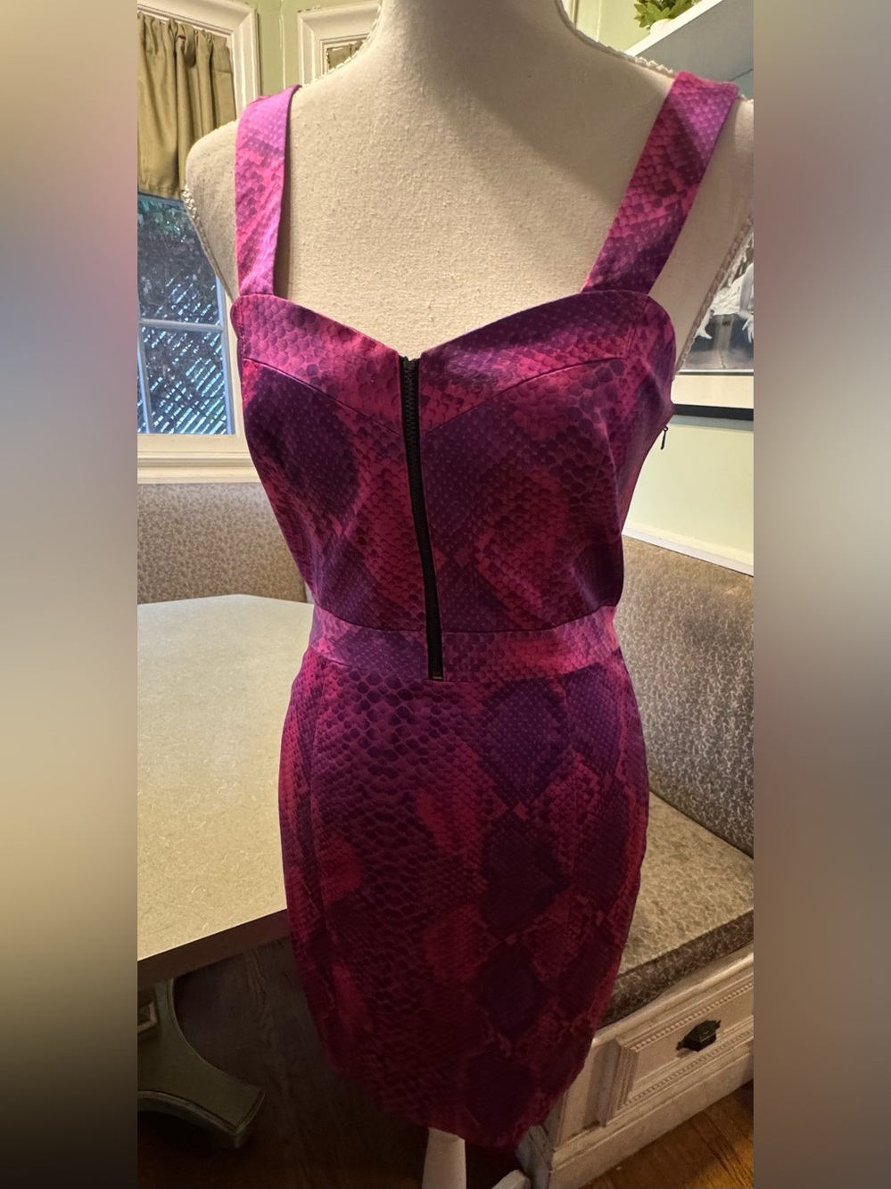 Jay Godfrey Fuchsia Purple Python Snake Print Bodycon Cocktail Dress XS